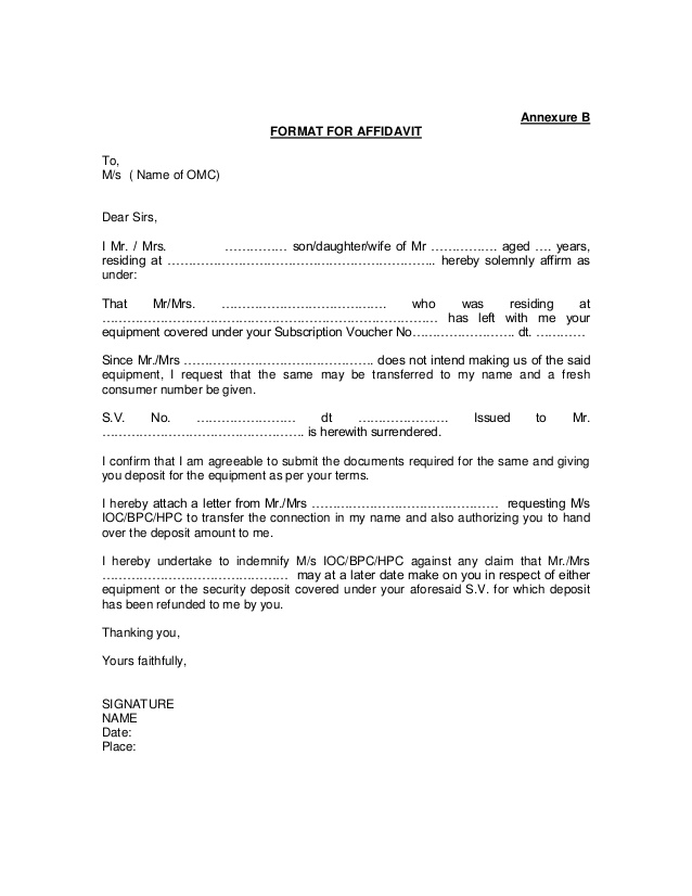 Application Letter Gas Connection